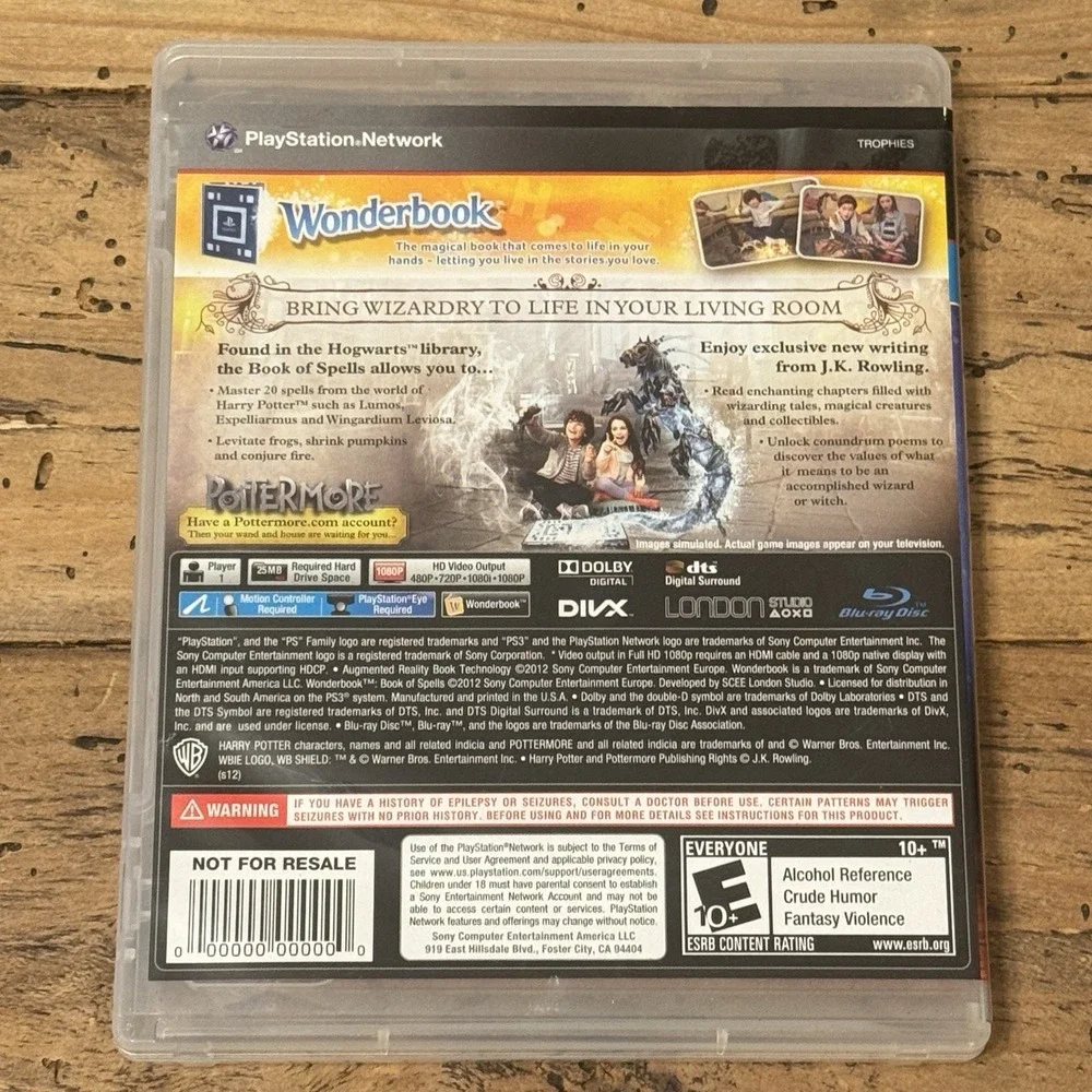 Wonderbook Book of Spells PS3 PlayStation 3 Harry Potter J.K. Rowling CIB